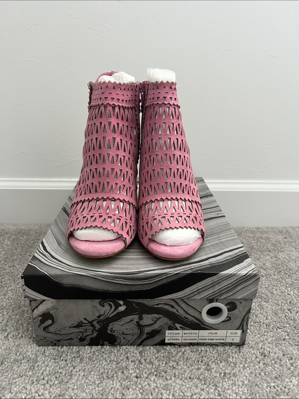 Jeffrey Campbell Pink Laser-Cut Peep-Toe Heeled Booties - Picture 6 of 6